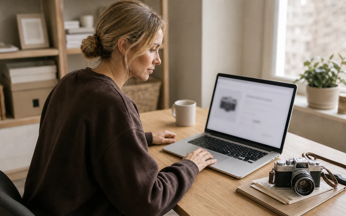 DashVue cofounder using a laptop to retract an accidental auction bid.