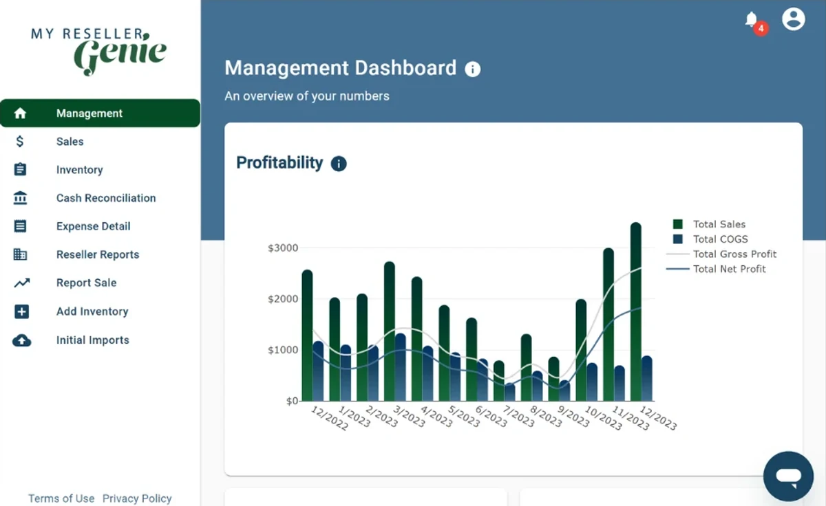 My Reseller Genie management dashboard