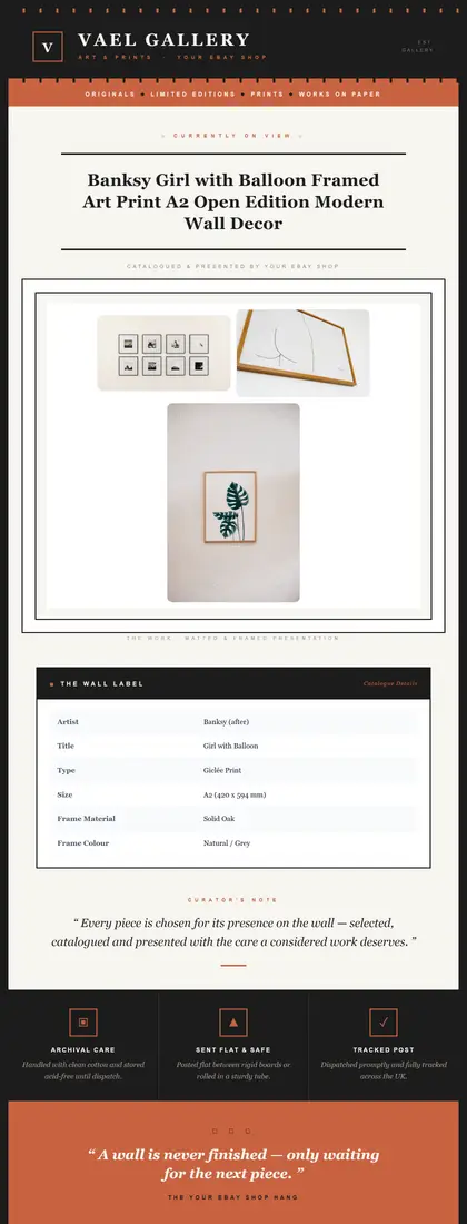 Vael Gallery — Art & Prints — DashVue eBay listing template