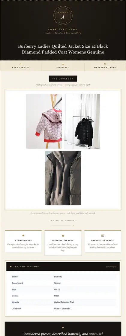 Atelier — Fashion & Jewellery — DashVue eBay listing template