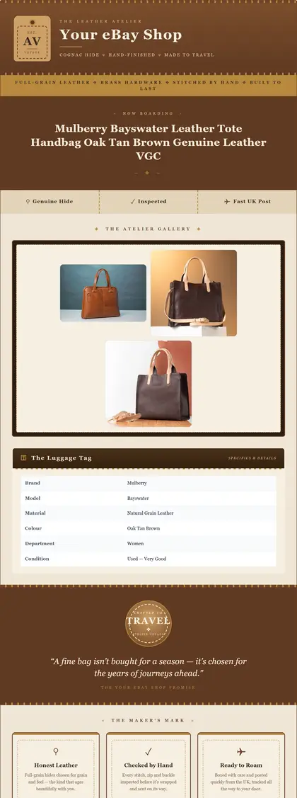 Atelier Voyage — Bags & Luggage — DashVue eBay listing template