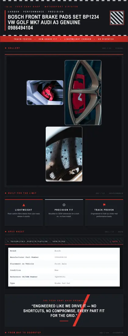 Carbon Track — Car Parts — DashVue eBay listing template