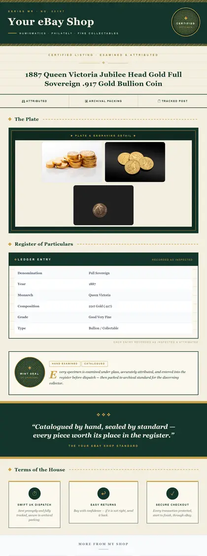 The Mint Register — Coins, Stamps & Collectables — DashVue eBay listing template