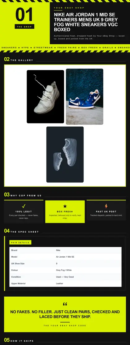 Courtside — Sneakers — DashVue eBay listing template