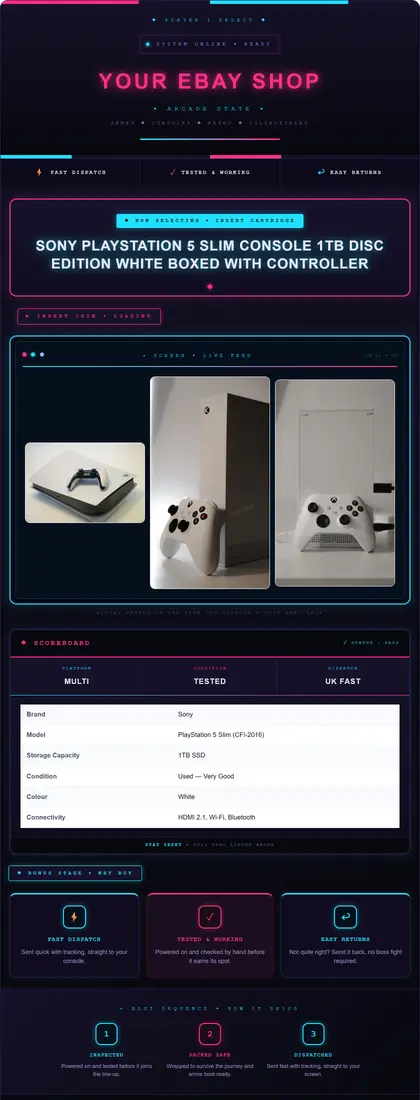 Arcade State — Gaming & Consoles — DashVue eBay listing template