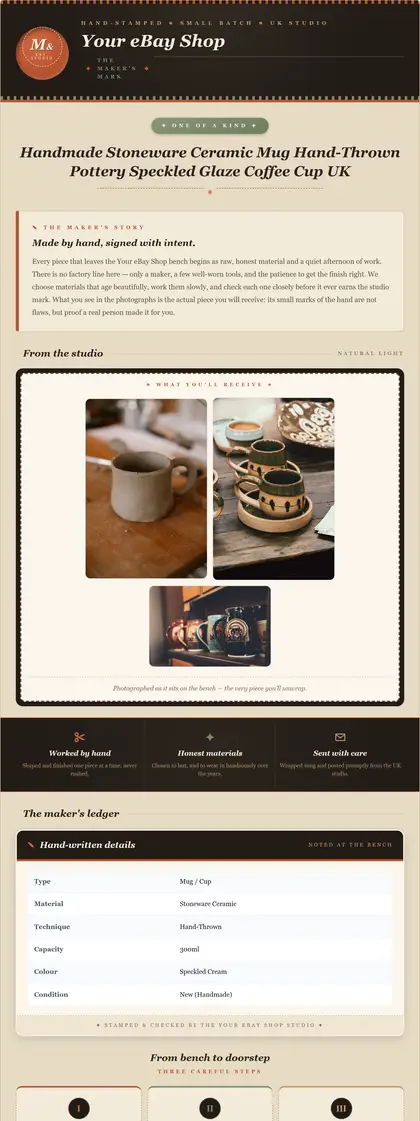 The Maker's Mark — Handmade & Craft — DashVue eBay listing template