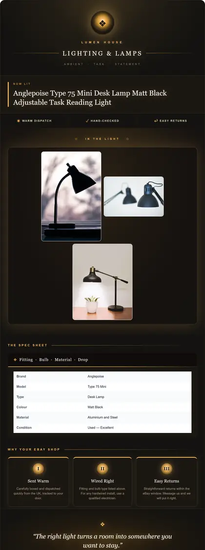 Lumen House — Lighting & Lamps — DashVue eBay listing template