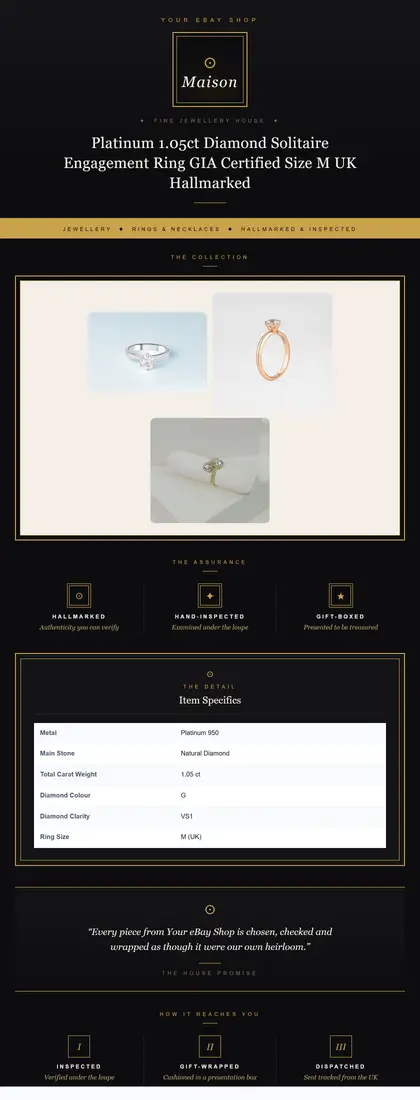Midnight Luxe — Jewellery — DashVue eBay listing template