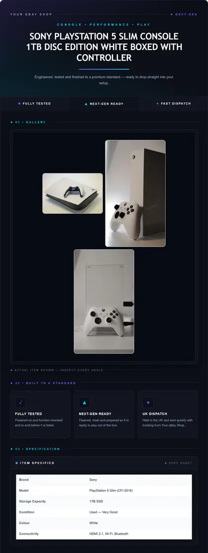 Neon Arcade — Gaming — DashVue eBay listing template