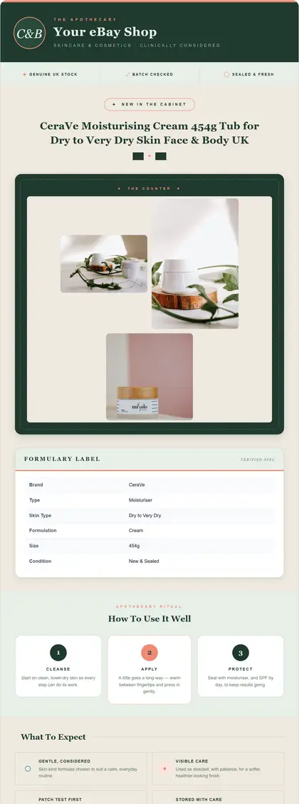 Clinic & Bloom — Skincare & Cosmetics — DashVue eBay listing template