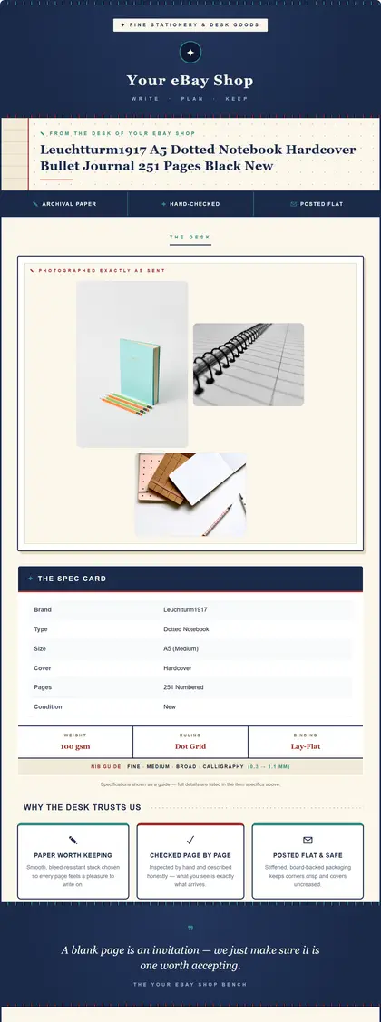 Grid & Quill — Stationery & Office — DashVue eBay listing template