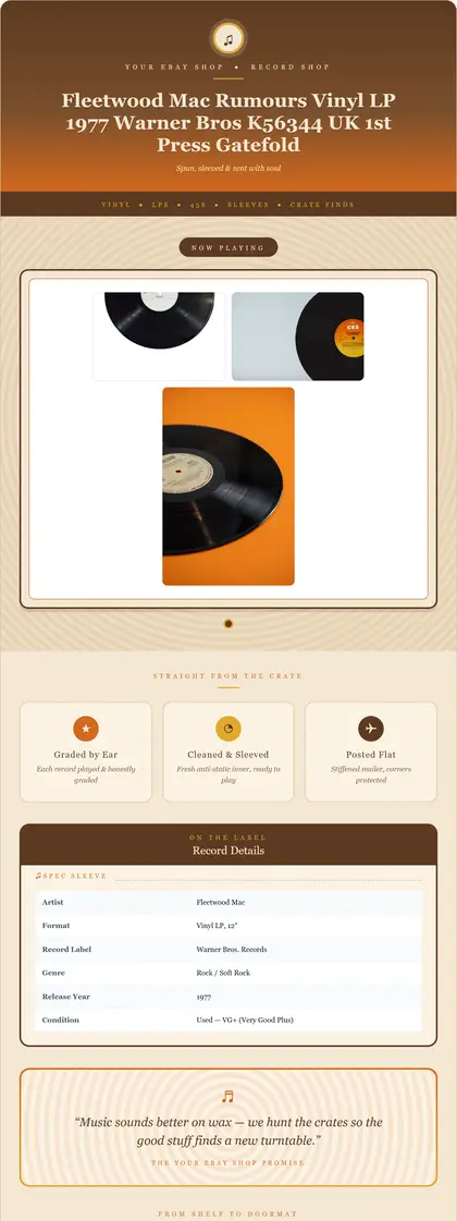 Sunset Wax — Vinyl Records — DashVue eBay listing template