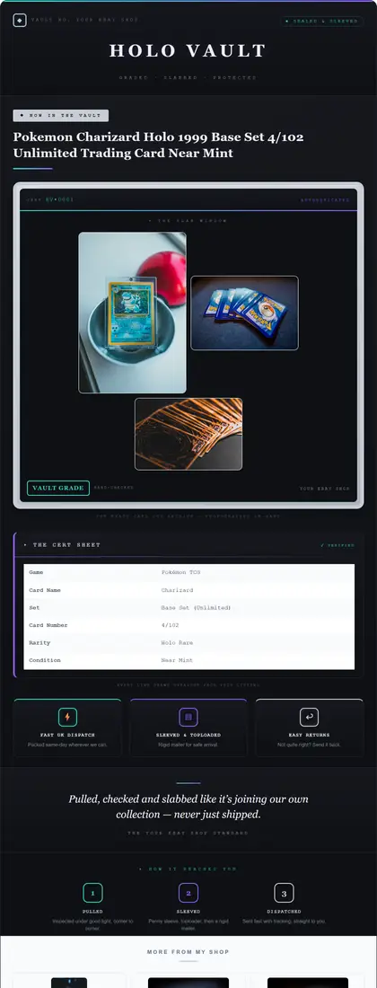 Holo Vault — Trading Cards (TCG) — DashVue eBay listing template