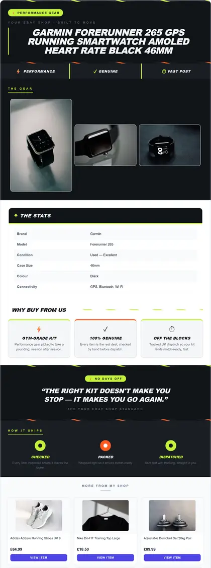 Velocity — Sportswear & Fitness — DashVue eBay listing template