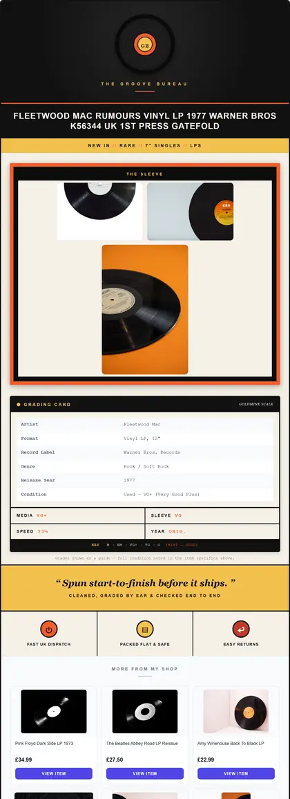 Groove Bureau — Vinyl & Music — DashVue eBay listing template