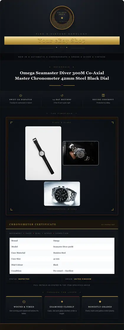 Calibre & Co. — Watches & Timepieces — DashVue eBay listing template